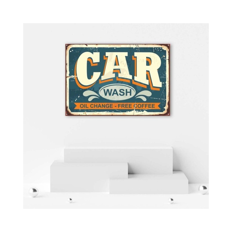 Leinwandbild - Retro-Schild an der Autowaschanlage | Feeby