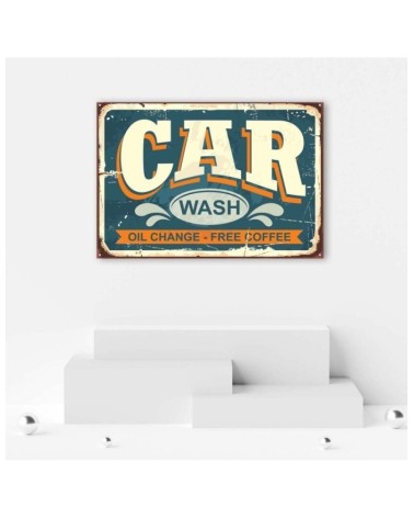 Leinwandbild - Retro-Schild an der Autowaschanlage | Feeby