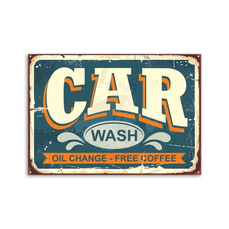 Leinwandbild - Retro-Schild an der Autowaschanlage | Feeby