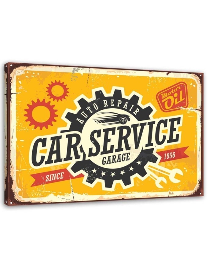 Leinwandbild - Retro-Schild für Mechaniker | Feeby