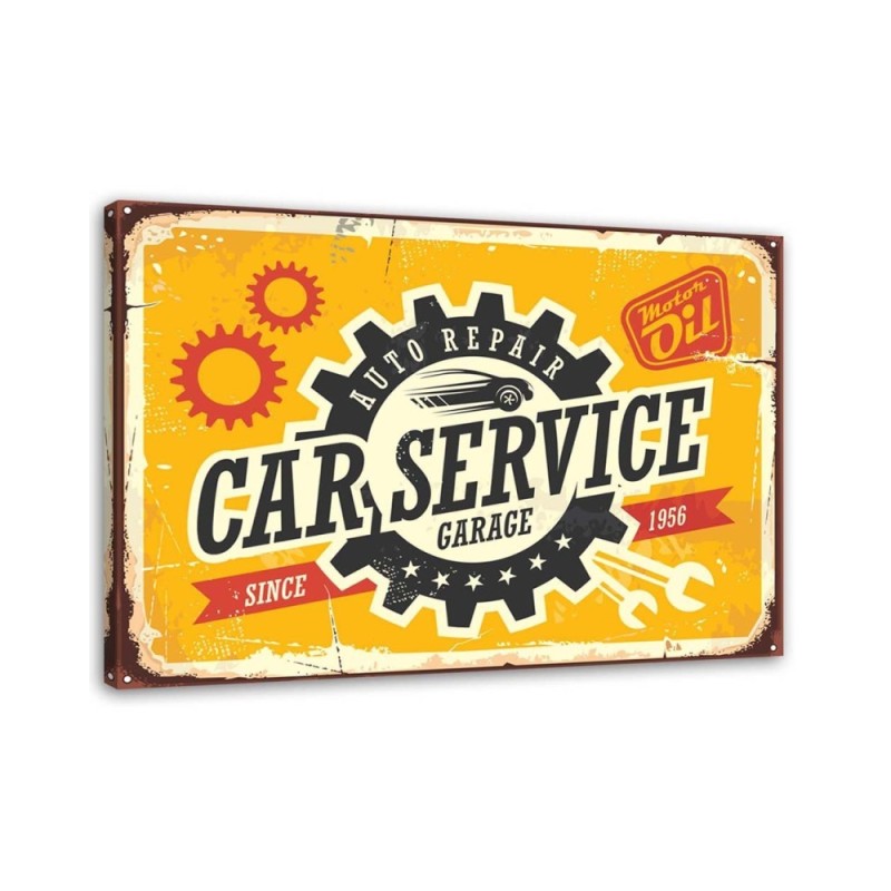 Leinwandbild - Retro-Schild für Mechaniker | Feeby