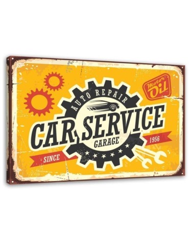 Leinwandbild - Retro-Schild für Mechaniker | Feeby