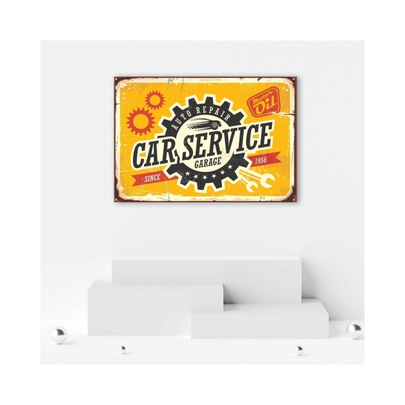 Leinwandbild - Retro-Schild für Mechaniker | Feeby