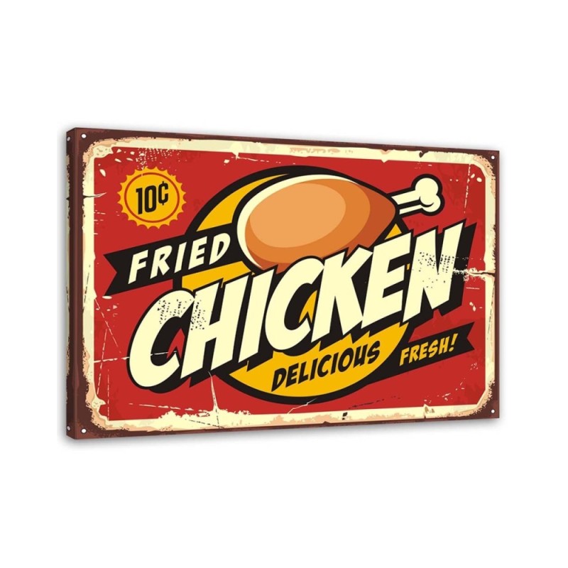 Modernes Wandbild - Hinweisschild Brathähnchen | Feeby