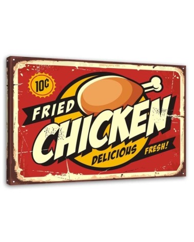 Modernes Wandbild - Hinweisschild Brathähnchen | Feeby