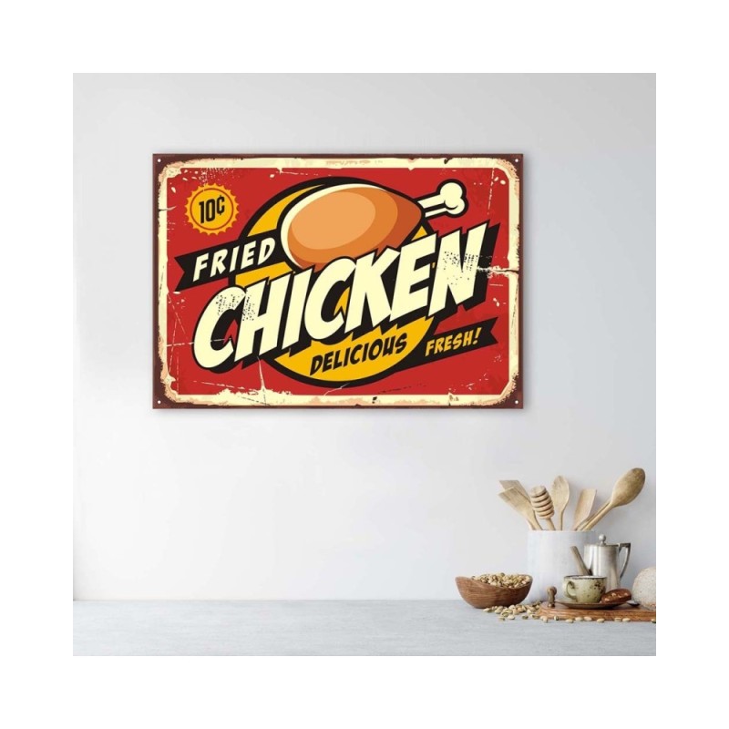 Modernes Wandbild - Hinweisschild Brathähnchen | Feeby