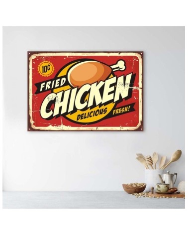 Modernes Wandbild - Hinweisschild Brathähnchen | Feeby