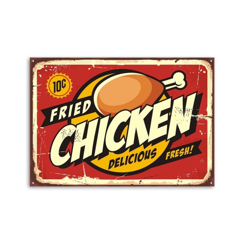 Modernes Wandbild - Hinweisschild Brathähnchen | Feeby