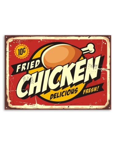 Modernes Wandbild - Hinweisschild Brathähnchen | Feeby