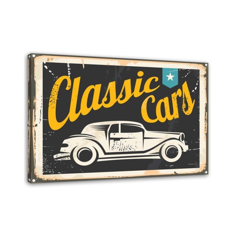 Bild auf Leinwand - Hinweisschild Oldtimer | Feeby