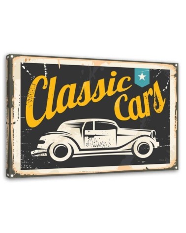 Bild auf Leinwand - Hinweisschild Oldtimer | Feeby