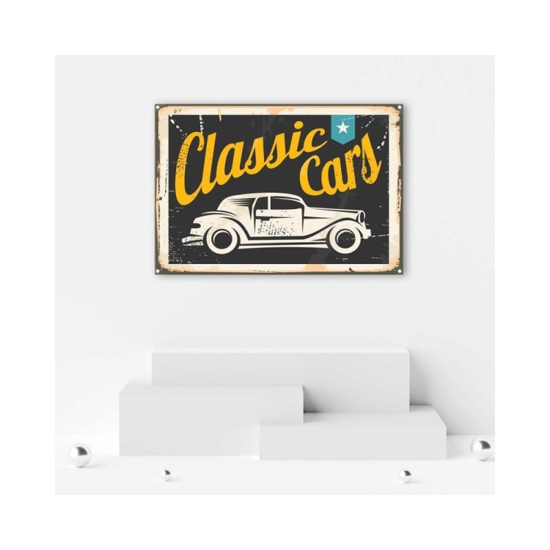 Bild auf Leinwand - Hinweisschild Oldtimer | Feeby