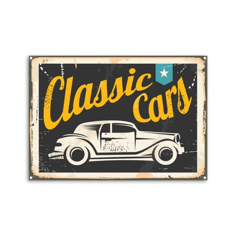 Bild auf Leinwand - Hinweisschild Oldtimer | Feeby