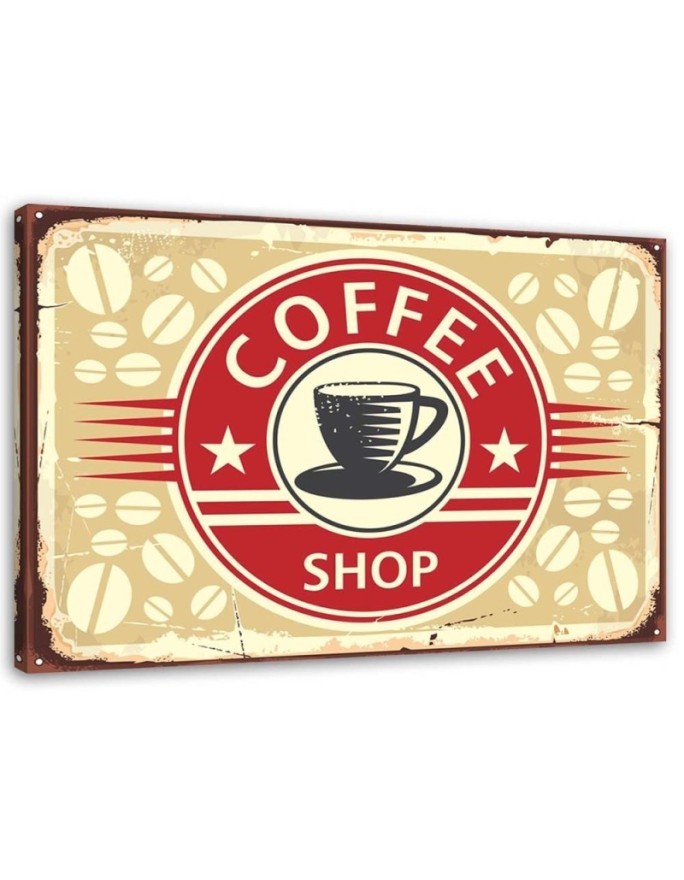 Leinwanddruck - Hinweisschild Retro mit Kaffee | Feeby