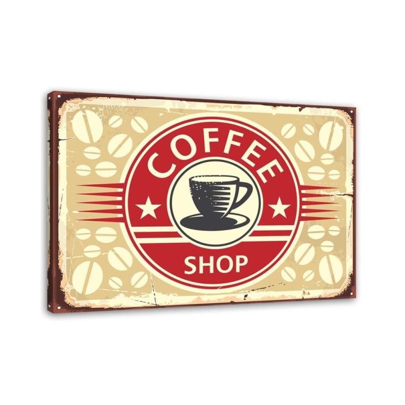 Leinwanddruck - Hinweisschild Retro mit Kaffee | Feeby