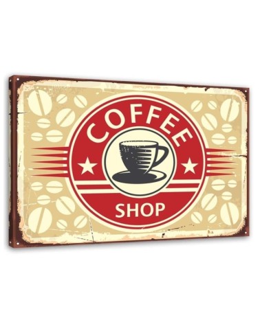 Leinwanddruck - Hinweisschild Retro mit Kaffee | Feeby