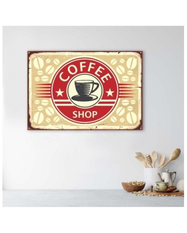 Leinwanddruck - Hinweisschild Retro mit Kaffee | Feeby