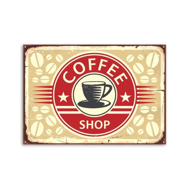 Leinwanddruck - Hinweisschild Retro mit Kaffee | Feeby