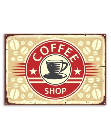 Leinwanddruck - Hinweisschild Retro mit Kaffee | Feeby
