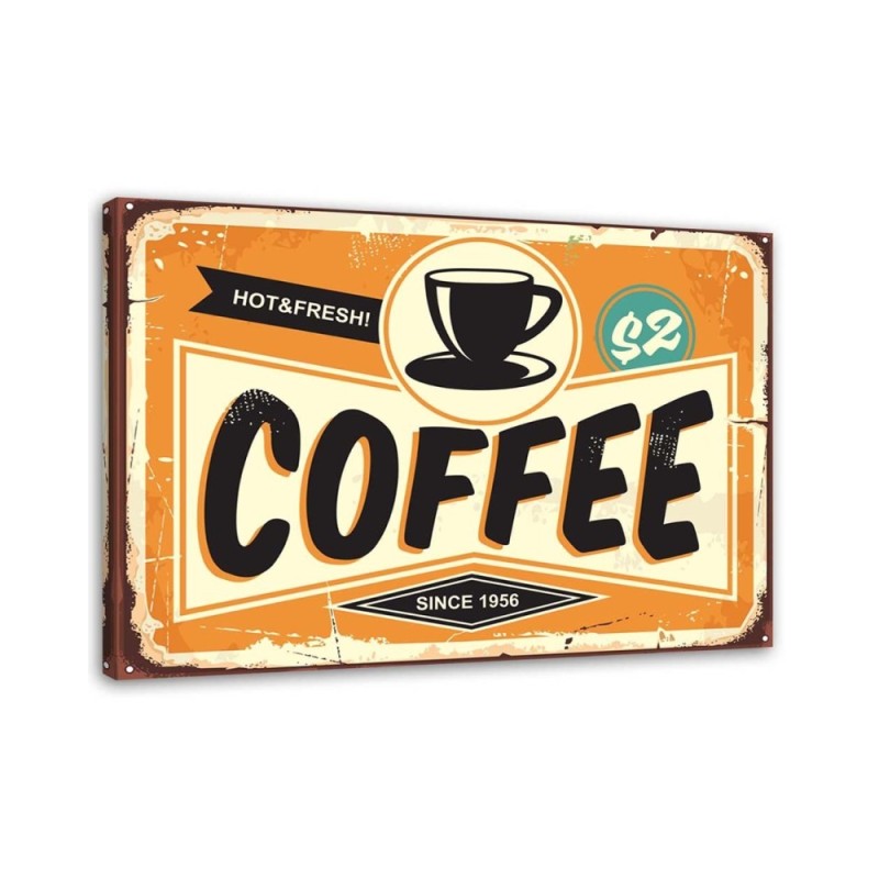 Leinwandbild - Hinweisschild mit Kaffee | Feeby