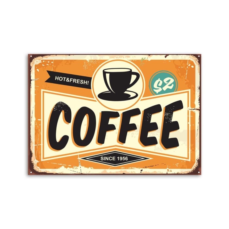 Leinwandbild - Hinweisschild mit Kaffee | Feeby