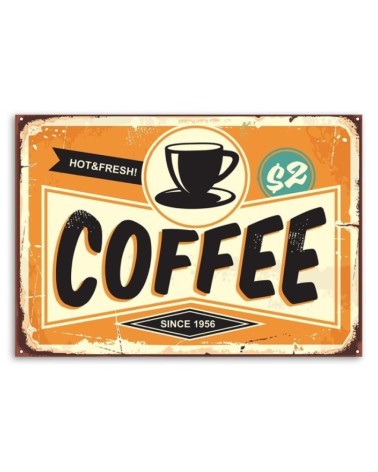 Leinwandbild - Hinweisschild mit Kaffee | Feeby