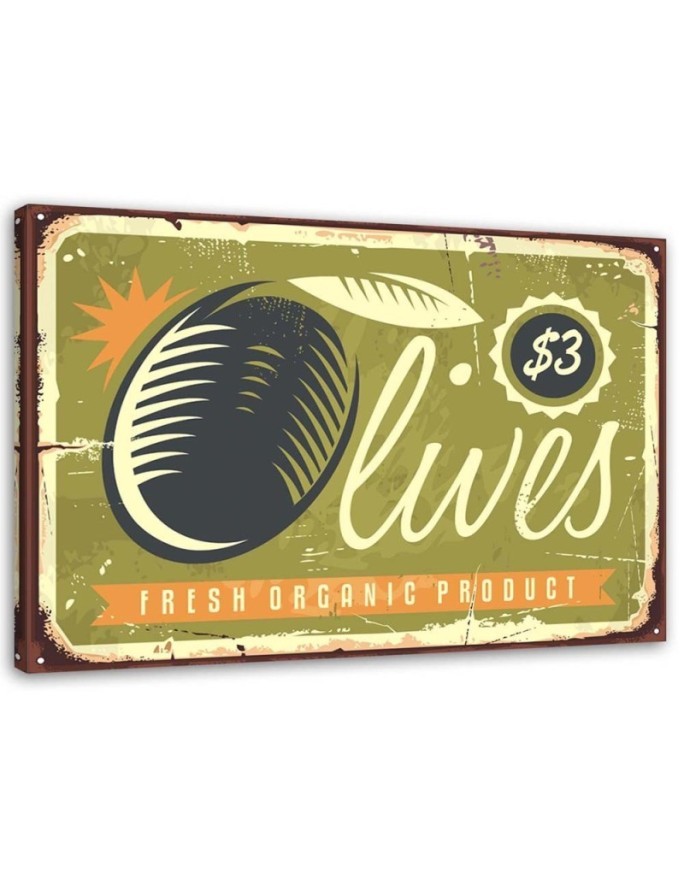 Bild auf Leinwand - Oliven Retro-Schild | Feeby