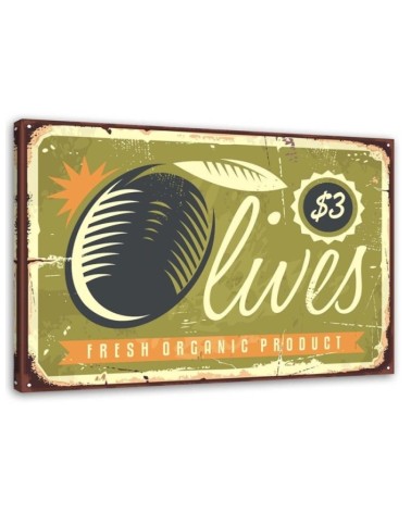 Bild auf Leinwand - Oliven Retro-Schild | Feeby