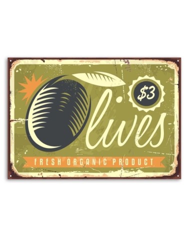 Bild auf Leinwand - Oliven Retro-Schild | Feeby