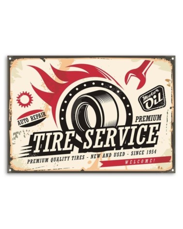 Wandbild für Wohnzimmer - Retro-Reifen-Schild | Feeby