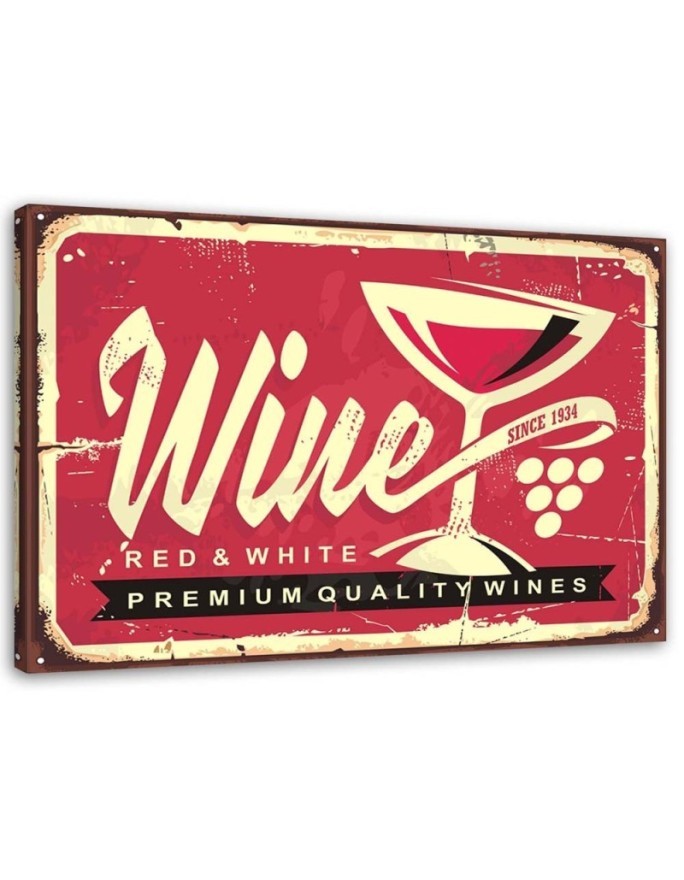 Czerwone wino retro szyld - Obraz w stylu vintage | FEEBY