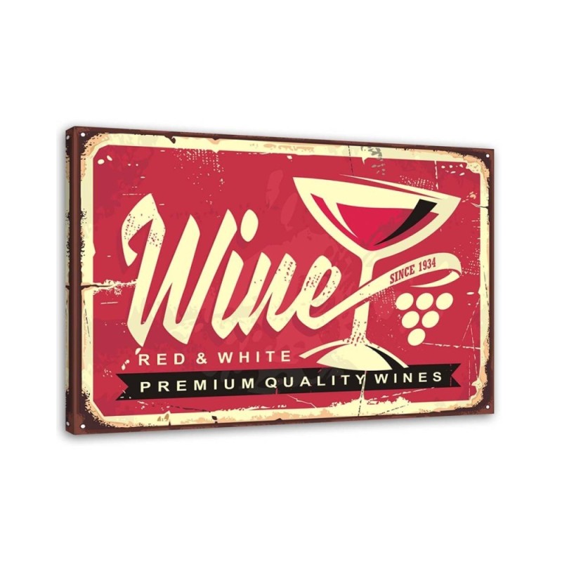 Czerwone wino retro szyld - Obraz w stylu vintage | FEEBY