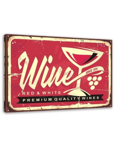 Czerwone wino retro szyld - Obraz w stylu vintage | FEEBY