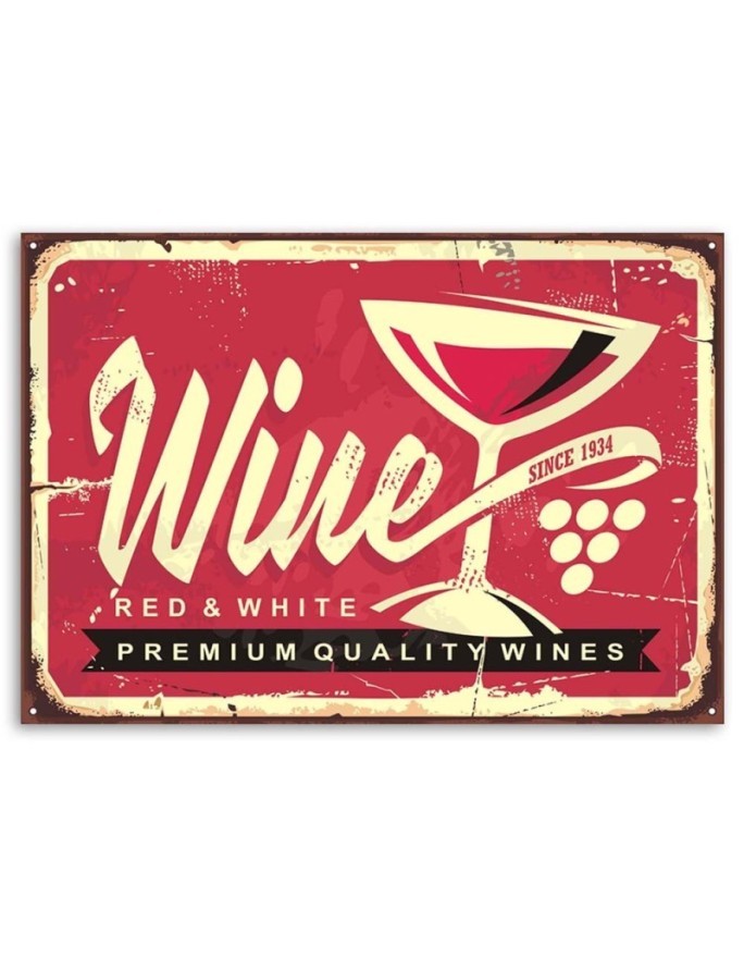 Czerwone wino retro szyld - Obraz w stylu vintage | FEEBY