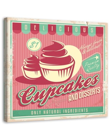 Retro cupcake signboard - Canvas prints for cafe | FEEBY