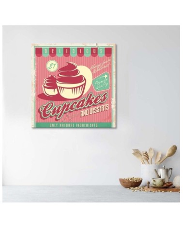 Bild auf Leinwand - Retro-Cupcake-Schild | Feeby