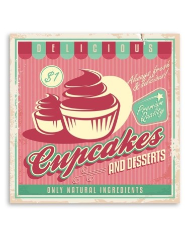 Bild auf Leinwand - Retro-Cupcake-Schild | Feeby