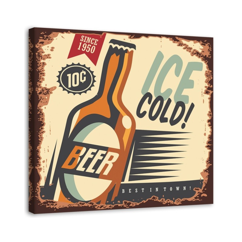Leinwanddruck - Retro-Schild für kaltes Bier | Feeby