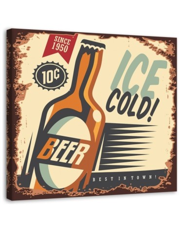 Leinwanddruck - Retro-Schild für kaltes Bier | Feeby