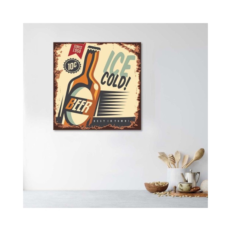 Leinwanddruck - Retro-Schild für kaltes Bier | Feeby