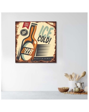 Leinwanddruck - Retro-Schild für kaltes Bier | Feeby
