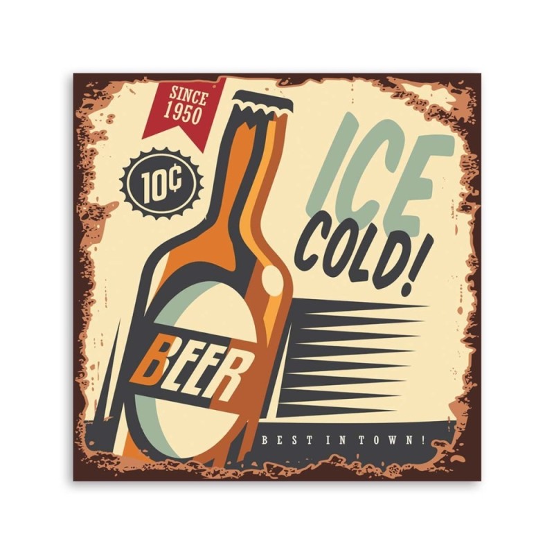 Leinwanddruck - Retro-Schild für kaltes Bier | Feeby