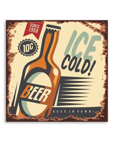 Leinwanddruck - Retro-Schild für kaltes Bier | Feeby