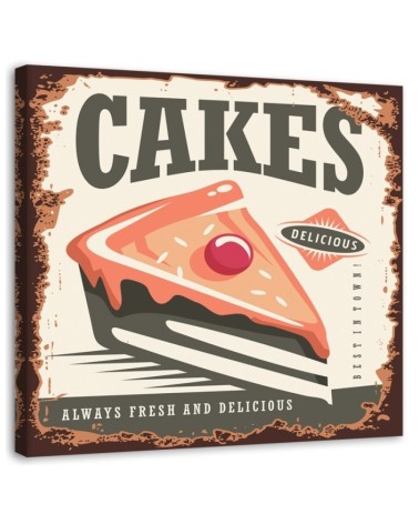 Bild auf Leinwand - Retro-Schild für Konditorei | Feeby