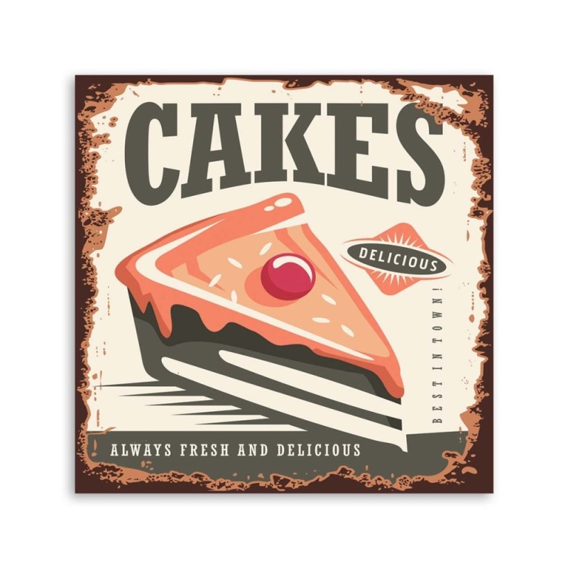 Bild auf Leinwand - Retro-Schild für Konditorei | Feeby