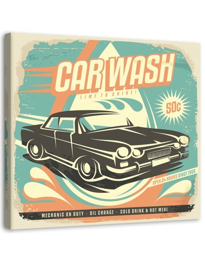 Leinwandbild modern - Retro-Schild für Autowaschanlage | Feeby