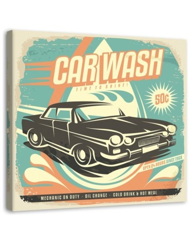 Retro signboard car wash - Vintage style Canvas prints | FEEBY