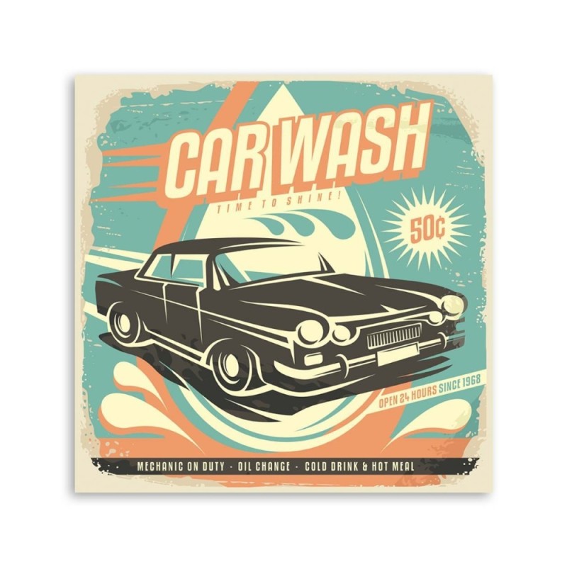 Leinwandbild modern - Retro-Schild für Autowaschanlage | Feeby