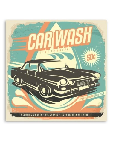 Leinwandbild modern - Retro-Schild für Autowaschanlage | Feeby