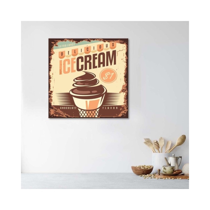 Leinwandbild - Retro-Schild Eisdiele | Feeby